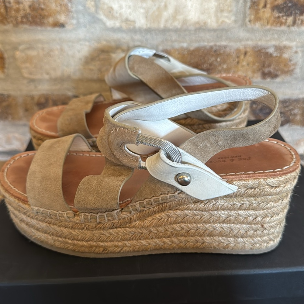 LN Rag & Bone August Suede Wedge Platform Espadrille Sandals 36 Sz 6 - Picture 3 of 8